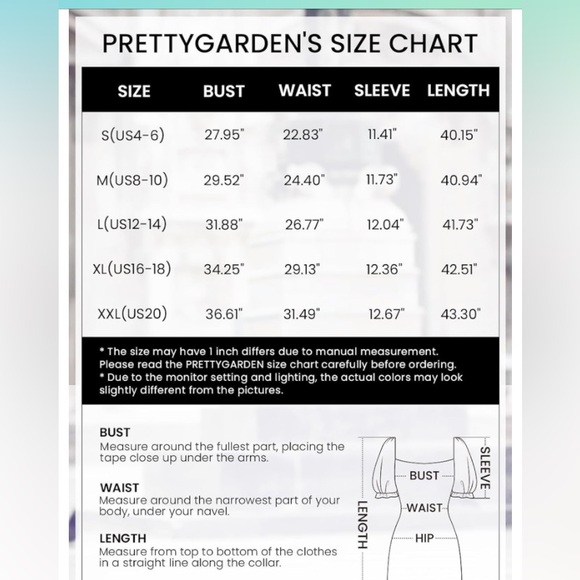 PRETTYGARDEN Womens Short Puff Sleeve - Picture 4 of 4